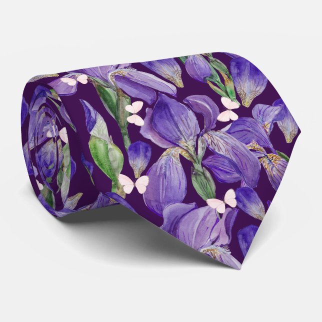 Vibrant Lila Iris Flowers och Butterflies Slips (Rullad)