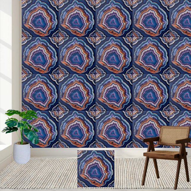 Vibrant Lila och Blue Agate Geode Tile Kakelplatta (Vibrant Purple and Blue Agate Geode Tile)