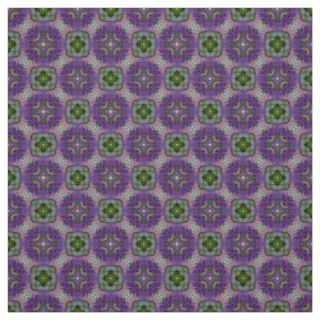 Vibrant Lila och Grönt Tile Mönster Fabric Tyg (Provkarta)