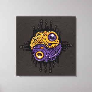 Vibrant Lila och Guld Poison Dart Frog Yin Yang Canvastryck