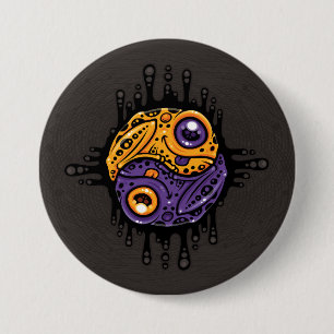 Vibrant Lila och Guld Poison Dart Frog Yin Yang Knapp