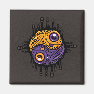 Vibrant Lila och Guld Poison Dart Frog Yin Yang Magnet