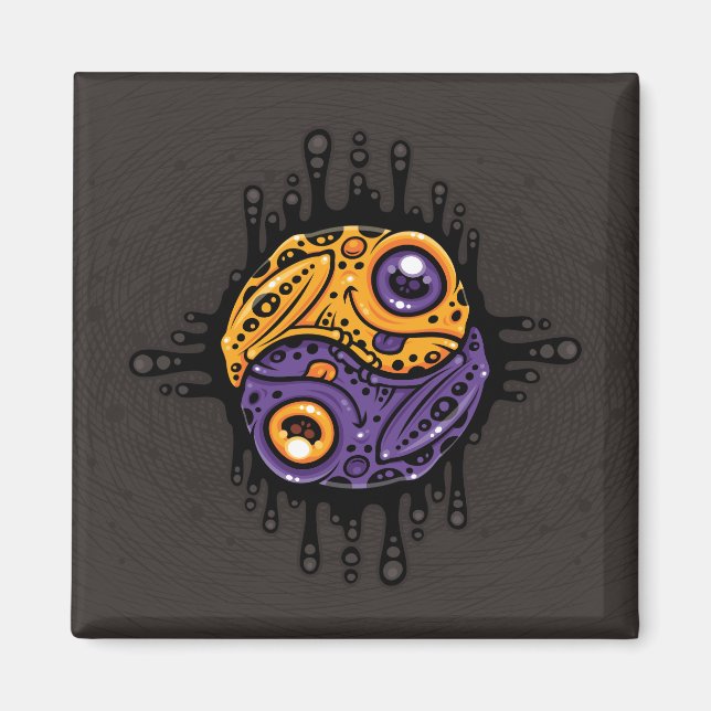 Vibrant Lila och Guld Poison Dart Frog Yin Yang Magnet (Framsidan)