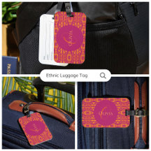 Vibrant Lila Orange Ethnic Mosaic Geometric