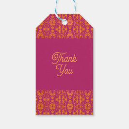 Vibrant Lila Orange Ethnic Mosaic Geometric Presentetikett