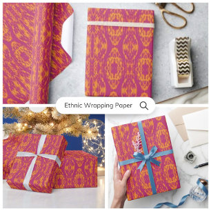 Vibrant Lila Orange Ethnic Mosaic Geometric Presentpapper