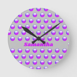 Vibrant Lila Polka Dot Mönster Geometric Modern Rund Klocka