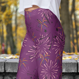 Vibrant Lila Starburst Mönster Leggings