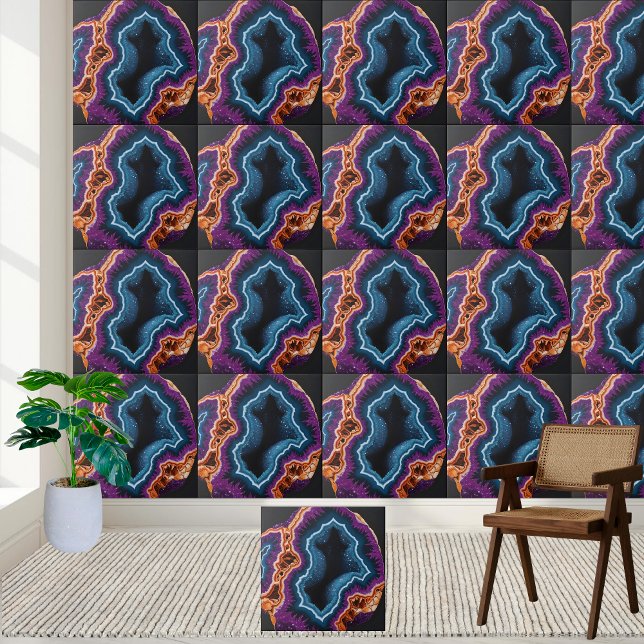 Vibrant Lila & Teal Geode Slice Mönster Tile Kakelplatta (Vibrant Purple & Teal Geode Slice Pattern Tile)