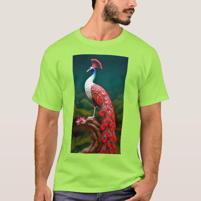 "Vibrant Lime Peacock Graphic T-Shirt - Embrace El (Framsida)