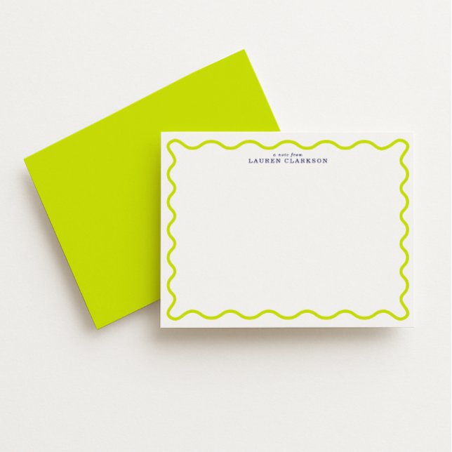 Vibrant Lime Wavy Frame Note Card Inbjudningar (Skapare uppladdad)