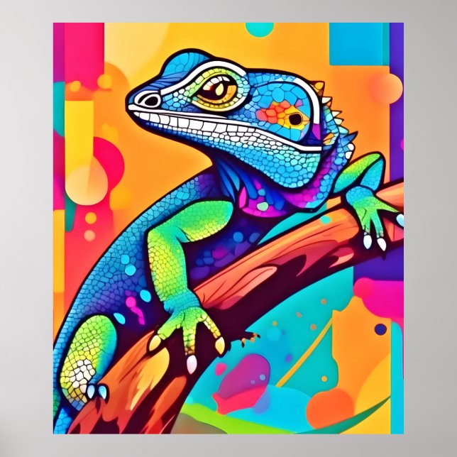 Vibrant Lizard Artwork Poster (Framsidan)