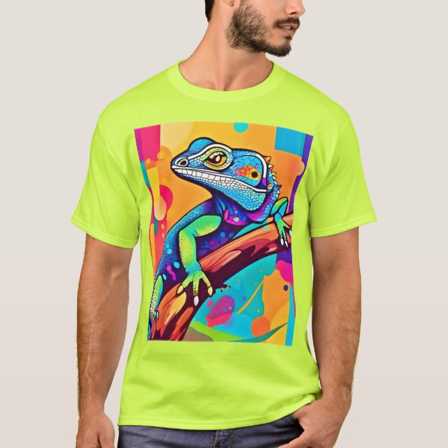 Vibrant Lizard Artwork T Shirt (Framsida)