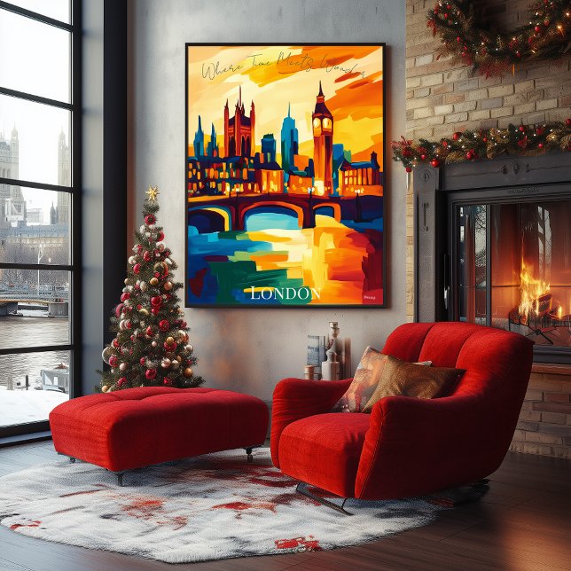 Vibrant London Skyline i Abstrakt Fauvist Stil Poster (Skapare uppladdad)