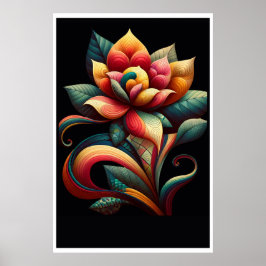 Vibrant Lotus: En Whimsical Blommigt Design Poster