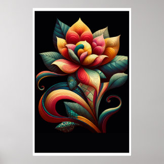 Vibrant Lotus: En Whimsical Blommigt Design Poster