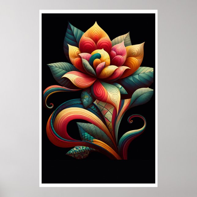 Vibrant Lotus: En Whimsical Blommigt Design Poster (Framsidan)