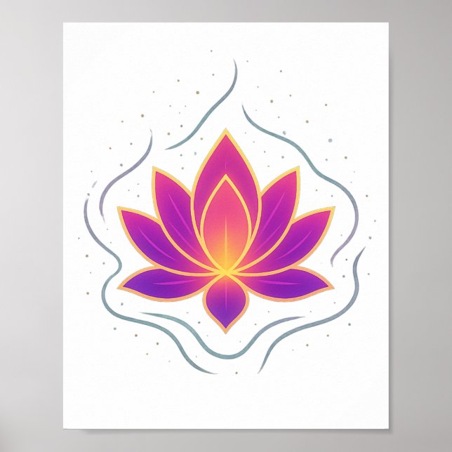Vibrant Lotus Flower Yoga Wall Art Poster (Framsidan)