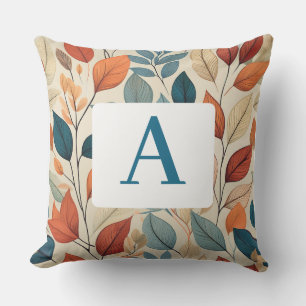 Vibrant Löv Mönster med Monogram Kudde