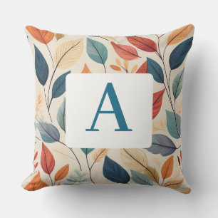Vibrant Löv Mönster med Monogram Kudde