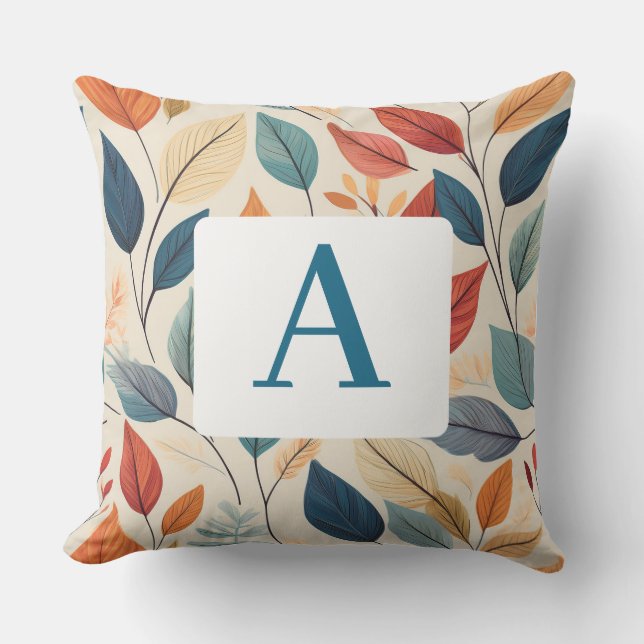 Vibrant Löv Mönster med Monogram Kudde (Framsida)