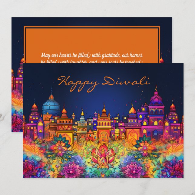 Vibrant Lycklig Diwali med anpassningsbar (Fram/baksida)