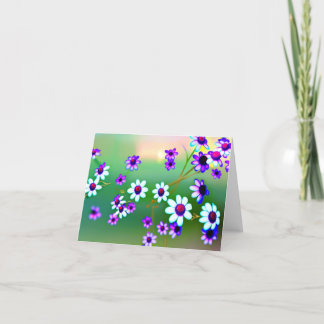 Vibrant Lycklig Lila och vita blommor Tack Kort