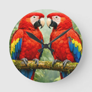 “Vibrant Macaw Parrot Wall Clock |  Rund Klocka