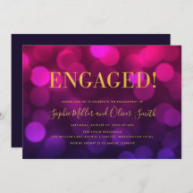 Vibrant Magenta Bokeh Faux Guld Förlovningsfest