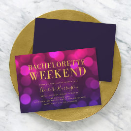 Vibrant Magenta Bokeh Ljus Bachelorette Helg Inbjudningar