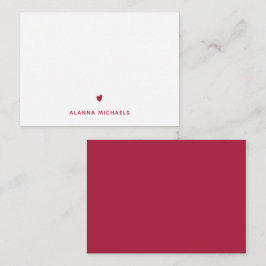 Vibrant Magenta Heart och Namn Anteckningskort