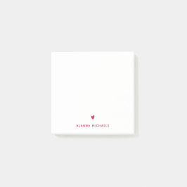 Vibrant Magenta Heart och Namn Post-it Block