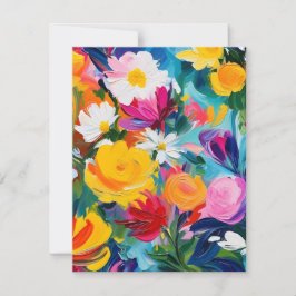 Vibrant målade blommor julkort