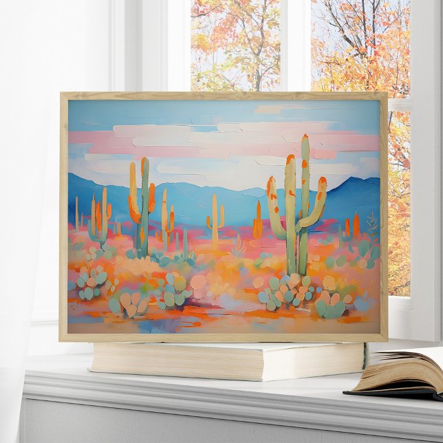Vibrant målningskaktus Desert Western Art Poster (Skapare uppladdad)
