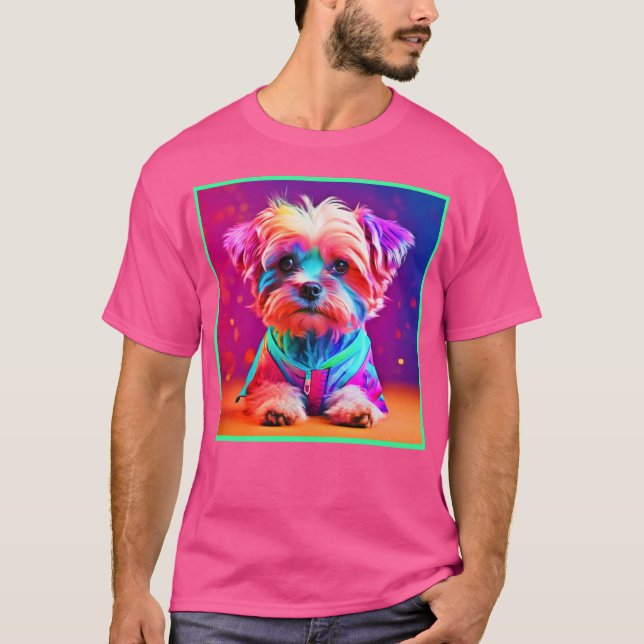 Vibrant Maltese Valp Art T Shirt (Framsida)
