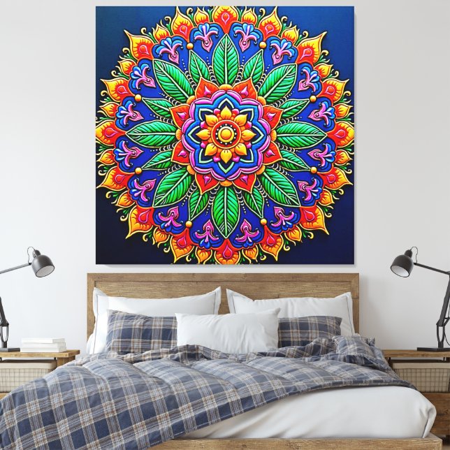 Vibrant Mandala Artistry Canvastryck (Insitu (sovrum))