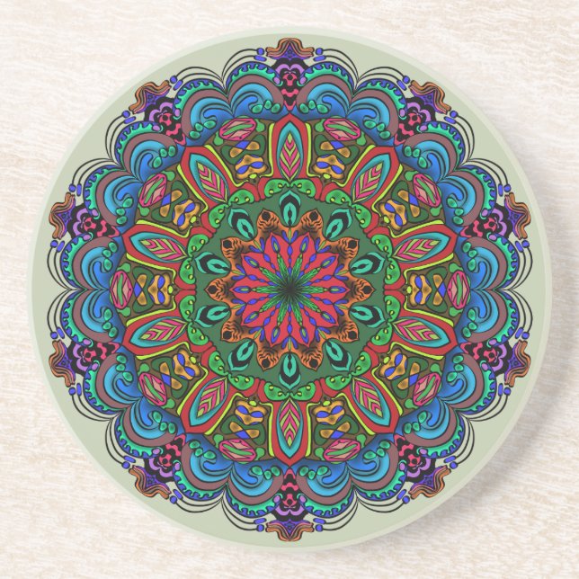Vibrant Mandala Blommigt & Geometric Mönster Underlägg (Framsidan)