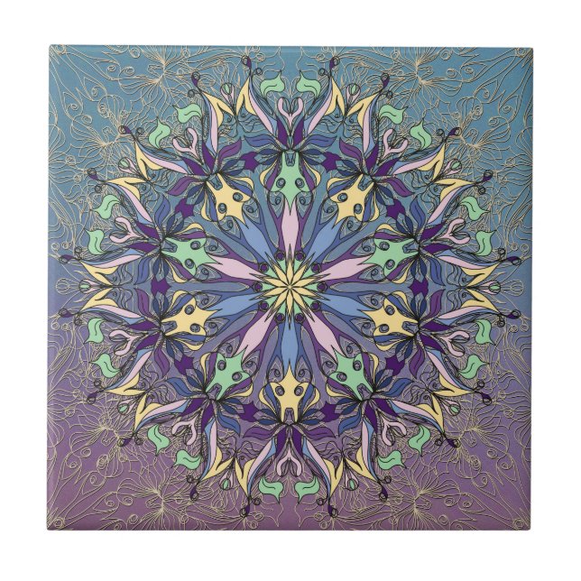 Vibrant Mandala Ceramic Tile Kakelplatta (Framsidan)