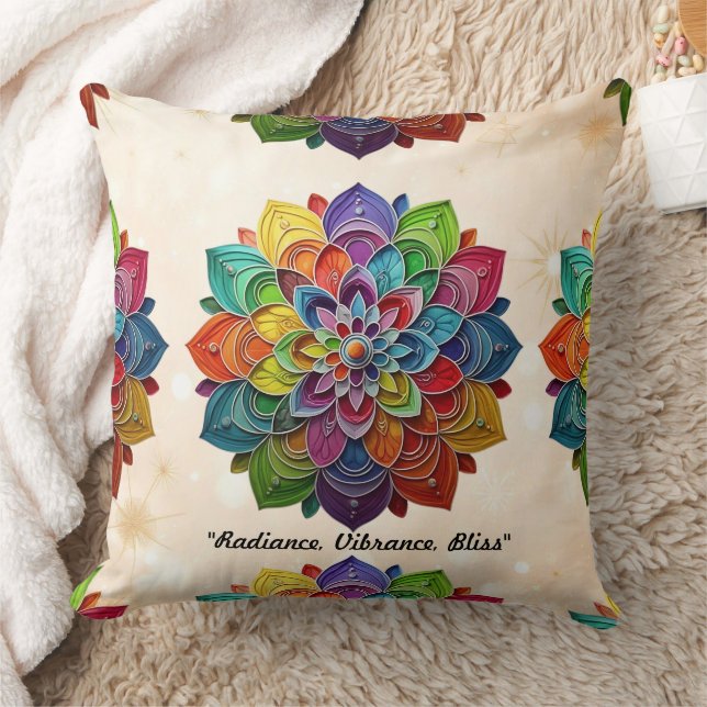 "Vibrant Mandala Creation" Kudde (Filt)