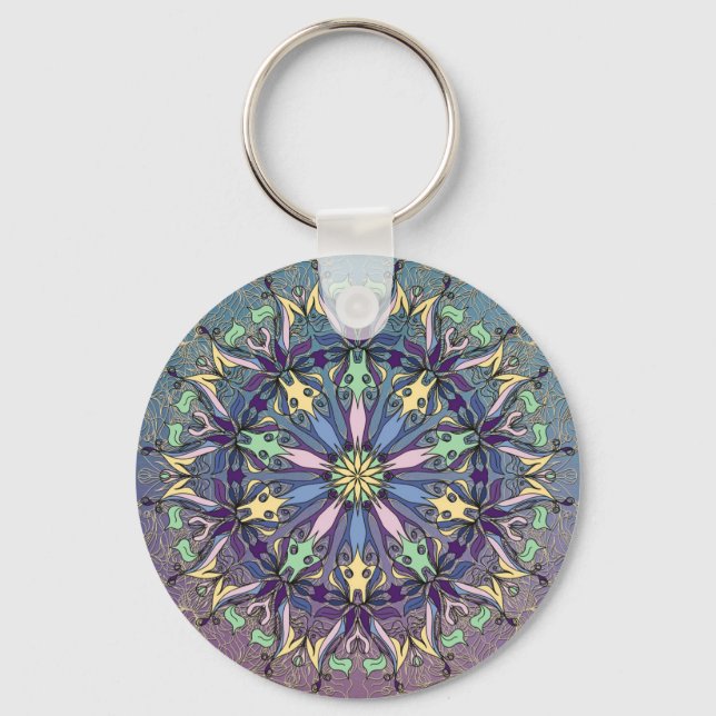 Vibrant Mandala Keychain Nyckelring (Framsida)