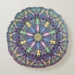 Vibrant Mandala Round Dekorativ kudde