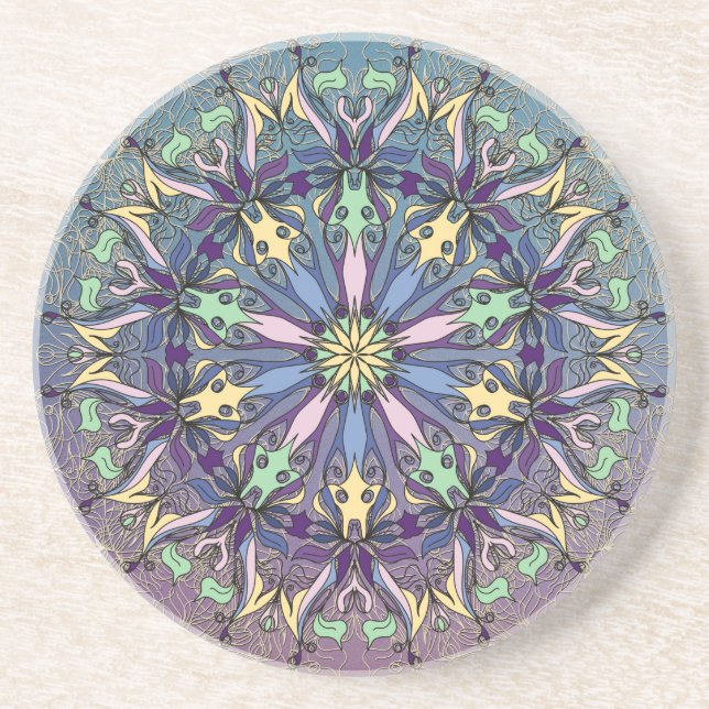 Vibrant Mandala Sandstone Underlägg (Framsidan)