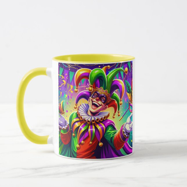 Vibrant Mardi Gras Jester Mugg - Colorful Carnival (Vänster)