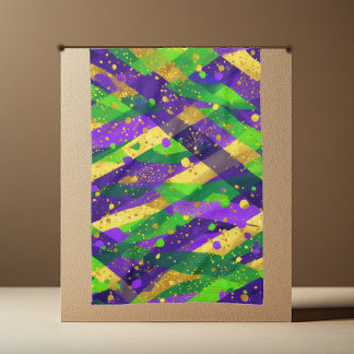 Vibrant Mardi Gras Purple Green Gold Cool Stripes  Kökshandduk