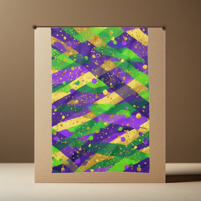 Vibrant Mardi Gras Purple Green Gold Cool Stripes  Kökshandduk (Vibrant Mardi Gras Purple Green Gold Cool Stripes Kitchen Towel)