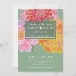 Vibrant Marigold and Zinnia Wedding Inbjudningar