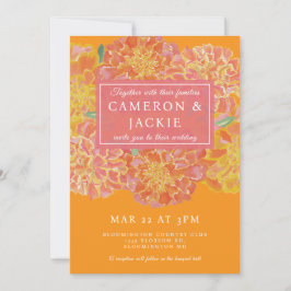Vibrant Marigold Pink Wedding Invitation Inbjudningar