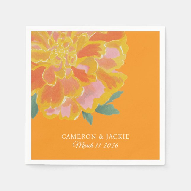 Vibrant Marigold Summer Wedding Pappersservett (Framsidan)