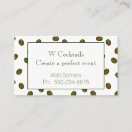 Vibrant Martini Olives Bartender Business Card Visitkort