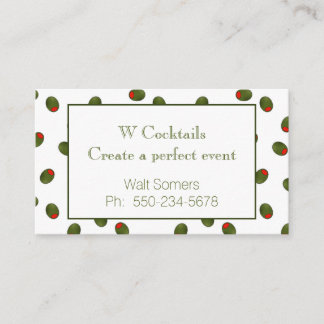 Vibrant Martini Olives Bartender Business Card Visitkort